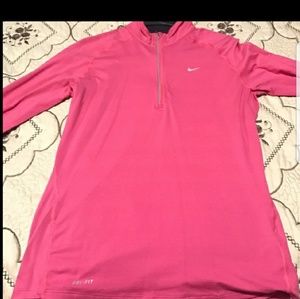 Neon pink Nike dri fit half zip